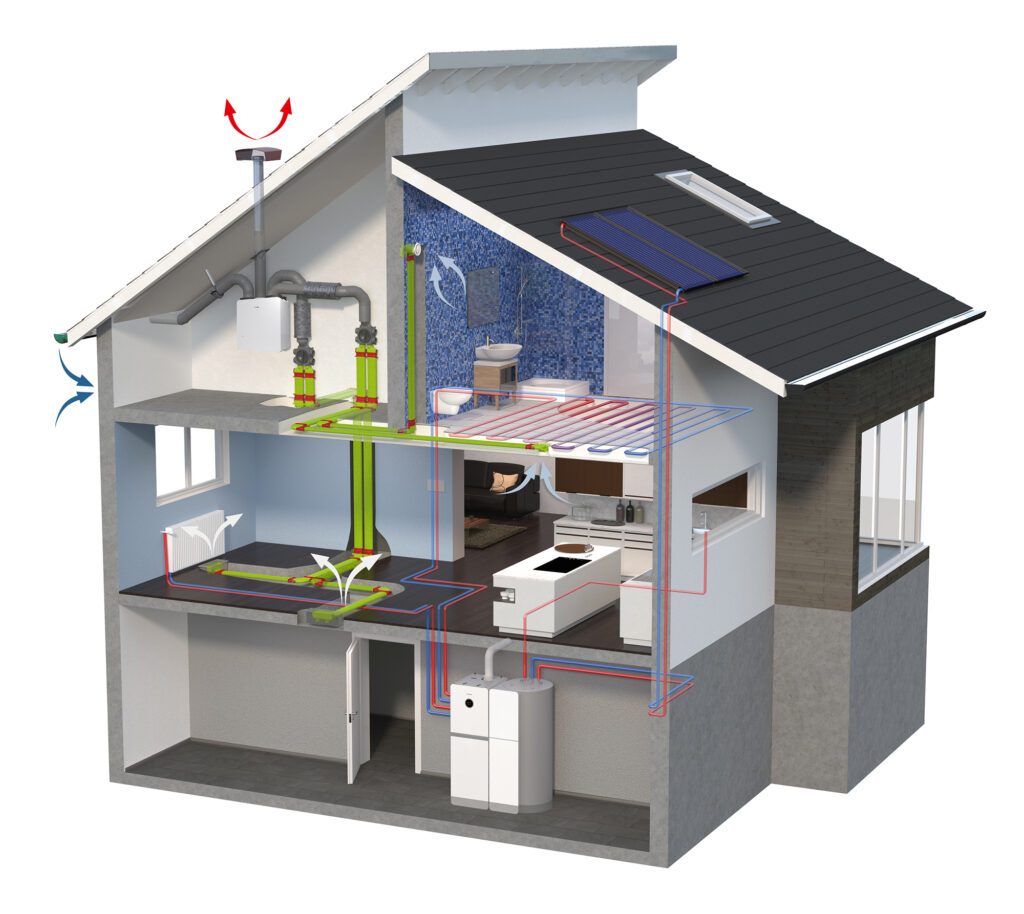 Centrální systém přívodu a odvodu vzduchu s rekuperací tepla