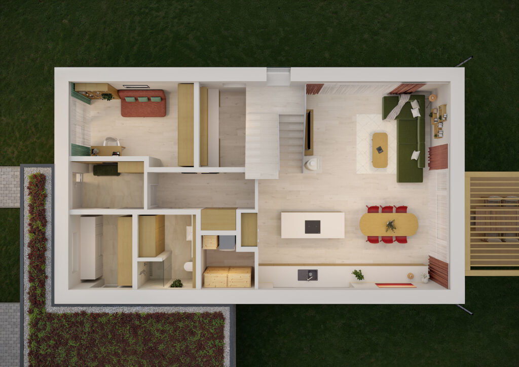 Půdorys domu HELUZ SPACE - přízemí