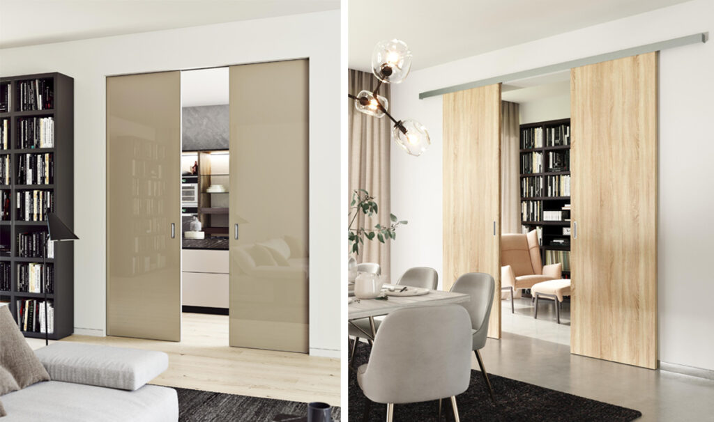 Posuvné dveře MASTER ve stavebním pouzdru a v posuvu JAP