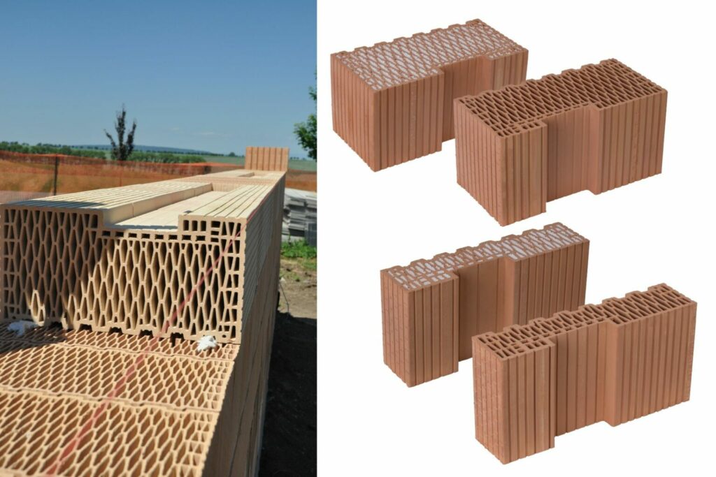 Různé typy doplňkových broušených cihel HELUZ FAMILY